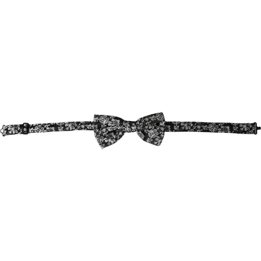 Dolce & Gabbana Black Floral Silk Adjustable Neck Men Bow Tie Dolce & Gabbana Dark Slate Gray