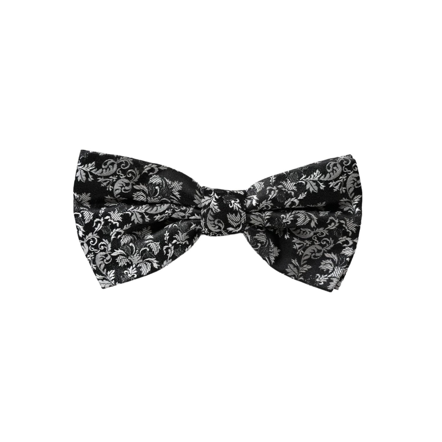 Dolce & Gabbana Black Floral Silk Adjustable Neck Men Bow Tie