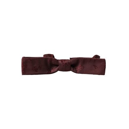 Dolce & Gabbana Maroon Floral Silk Adjustable Neck Men Bow Tie