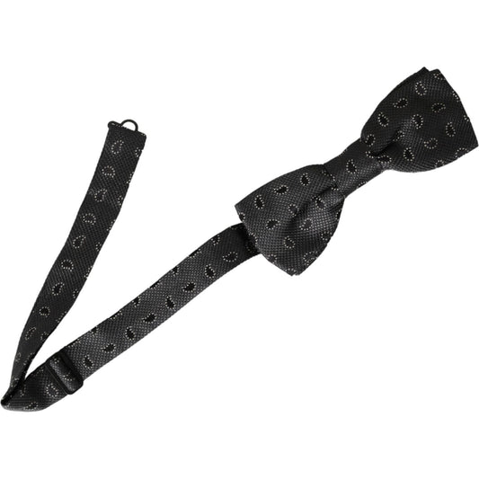 Dolce & Gabbana Black Silk Patterned Adjustable Neck Men Bow Tie Dolce & Gabbana Dark Slate Gray