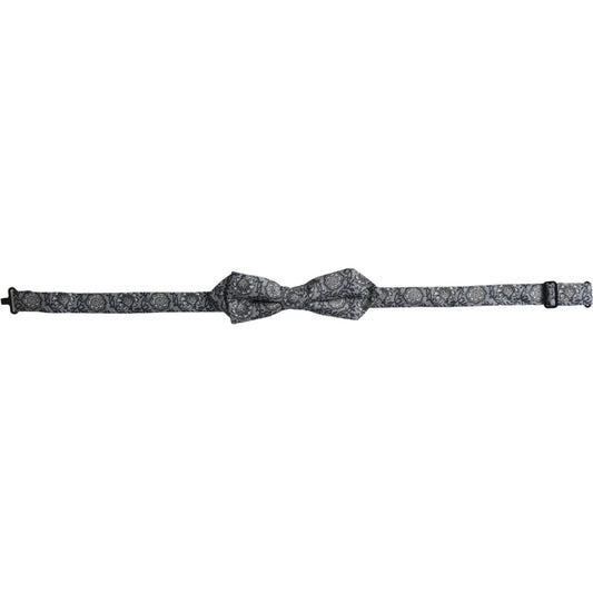 Dolce & Gabbana Gray Silk Patterned Adjustable Neck Men Bow Tie Dolce & Gabbana Dark Slate Gray