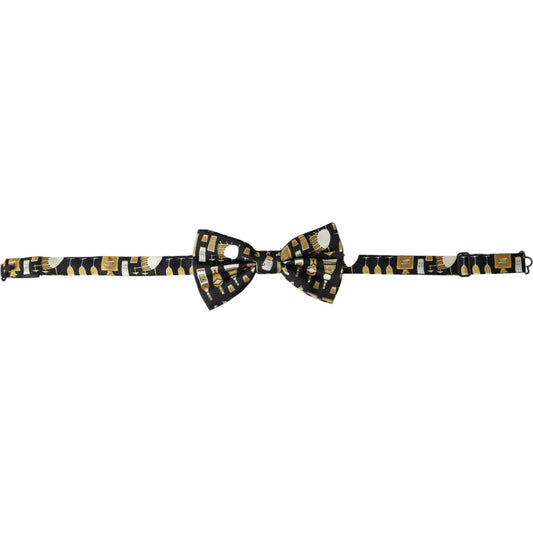 Dolce & Gabbana Black Silk Cocktail Adjustable Neck Men Bow Tie Dolce & Gabbana Gray