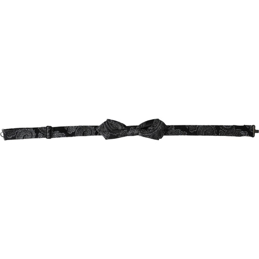 Dolce & Gabbana Black Silk Jacquard Adjustable Neck Men Bow Tie Dolce & Gabbana Dark Slate Gray