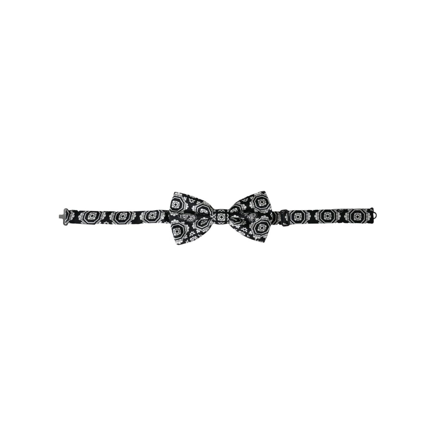Dolce & Gabbana Black White Printed Adjustable Neck Men Bow Tie
