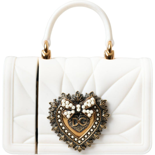 Dolce & Gabbana White Silicone Devotion Heart Cover Hand Bag Airpod Case Dolce & Gabbana Beige