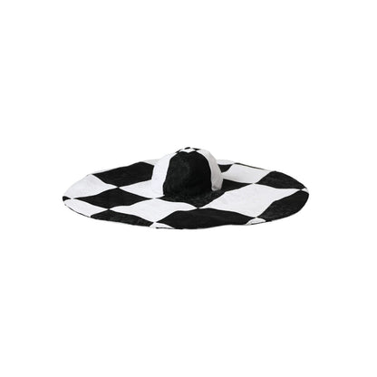 Dolce & Gabbana Black White Checkered Wide Brim Floppy Hat