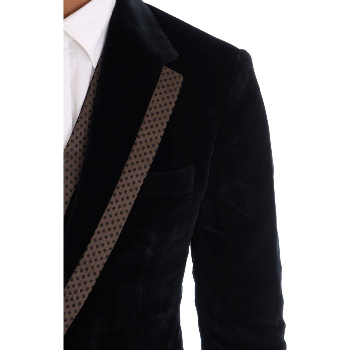 Dolce & Gabbana Blue Velvet Two Button Slim 3 Piece Suit