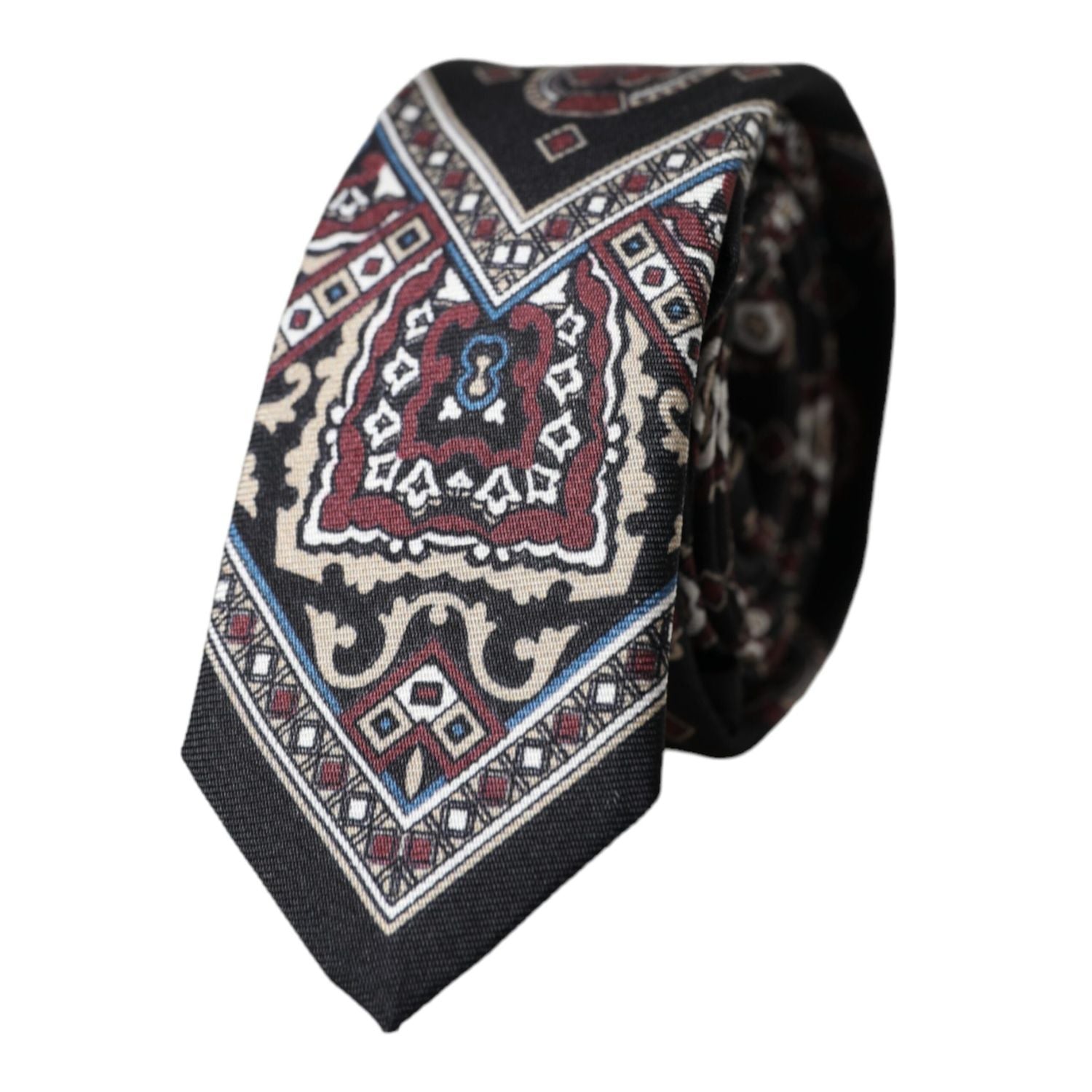 Dolce & Gabbana Black Printed 100% Silk Adjustable Men Tie