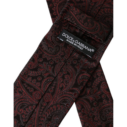 Dolce & Gabbana Bordeaux Patterned Silk Adjustable Men Tie