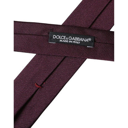Dolce & Gabbana Bordeaux Solid 100% Silk Adjustable Men Tie