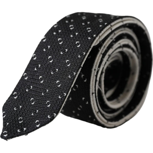 Dolce & Gabbana Black White Patterned Adjustable Tie Dolce & Gabbana Black