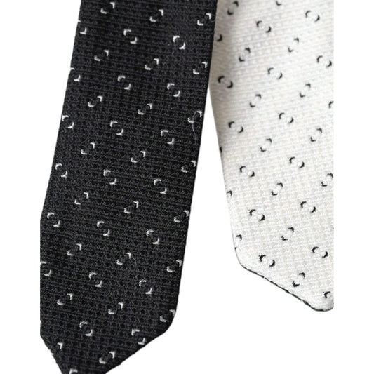 Dolce & Gabbana Black White Patterned Adjustable Tie Dolce & Gabbana Dark Slate Gray