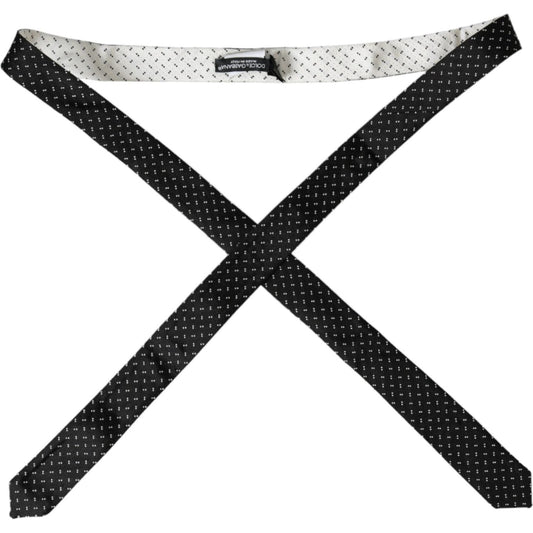 Dolce & Gabbana Black White Patterned Adjustable Tie Dolce & Gabbana Light Gray
