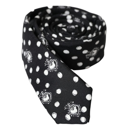 Dolce & Gabbana Black Heart Polka Dot Adjustable Tie