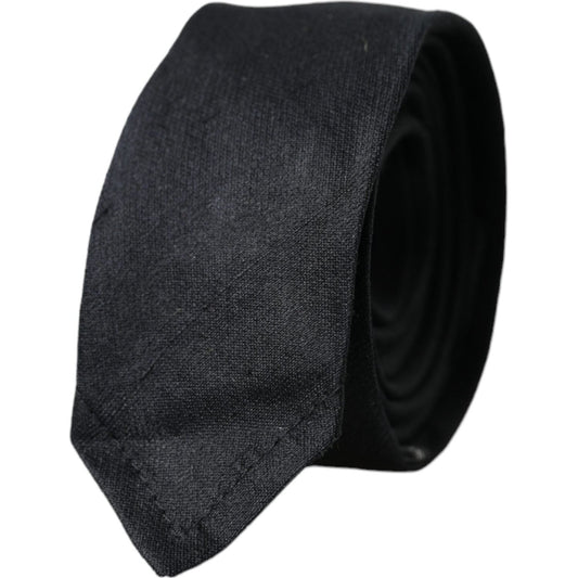 Dolce & Gabbana Black Solid 100% Silk Adjustable Tie Dolce & Gabbana Dark Slate Gray
