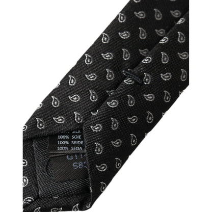 Dolce & Gabbana Black Jacquard Patterned Silk Adjustable Men Tie