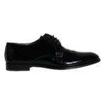 Dolce & Gabbana Black Calfskin Leather Derby Men Dress Shoes Dolce & Gabbana Light Gray