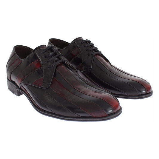 Dolce & Gabbana Elegant Black Bordeaux Striped Leather Dress Shoes Dress Shoes Dolce & Gabbana Dark Slate Gray