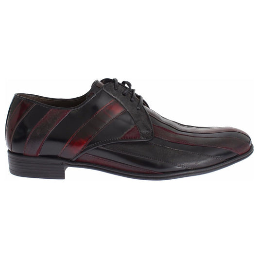 Dolce & Gabbana Elegant Black Bordeaux Striped Leather Dress Shoes Dress Shoes Dolce & Gabbana Dark Slate Gray