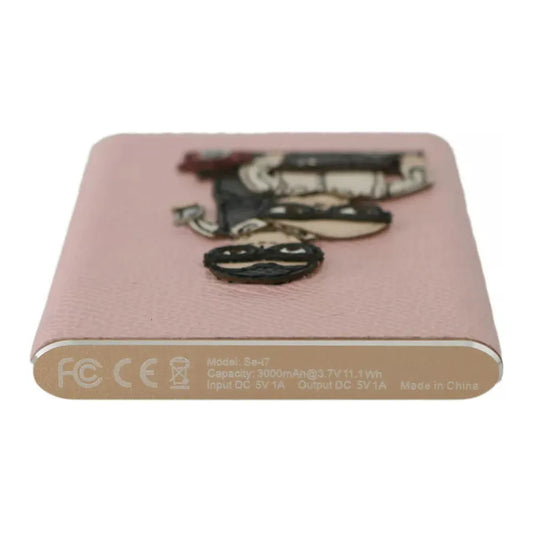 Dolce & Gabbana Chic Pink Leather Power Bank Dolce & Gabbana Rosy Brown