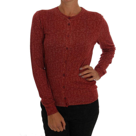 Dolce & Gabbana Red Wool Cardigan Sweater Dolce & Gabbana Saddle Brown