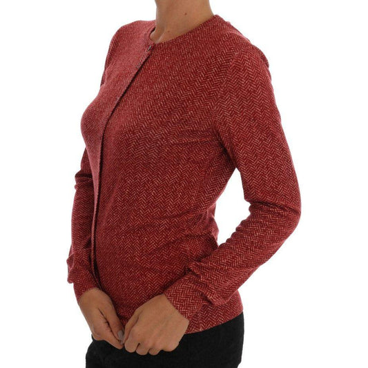 Dolce & Gabbana Red Wool Cardigan Sweater Dolce & Gabbana Saddle Brown