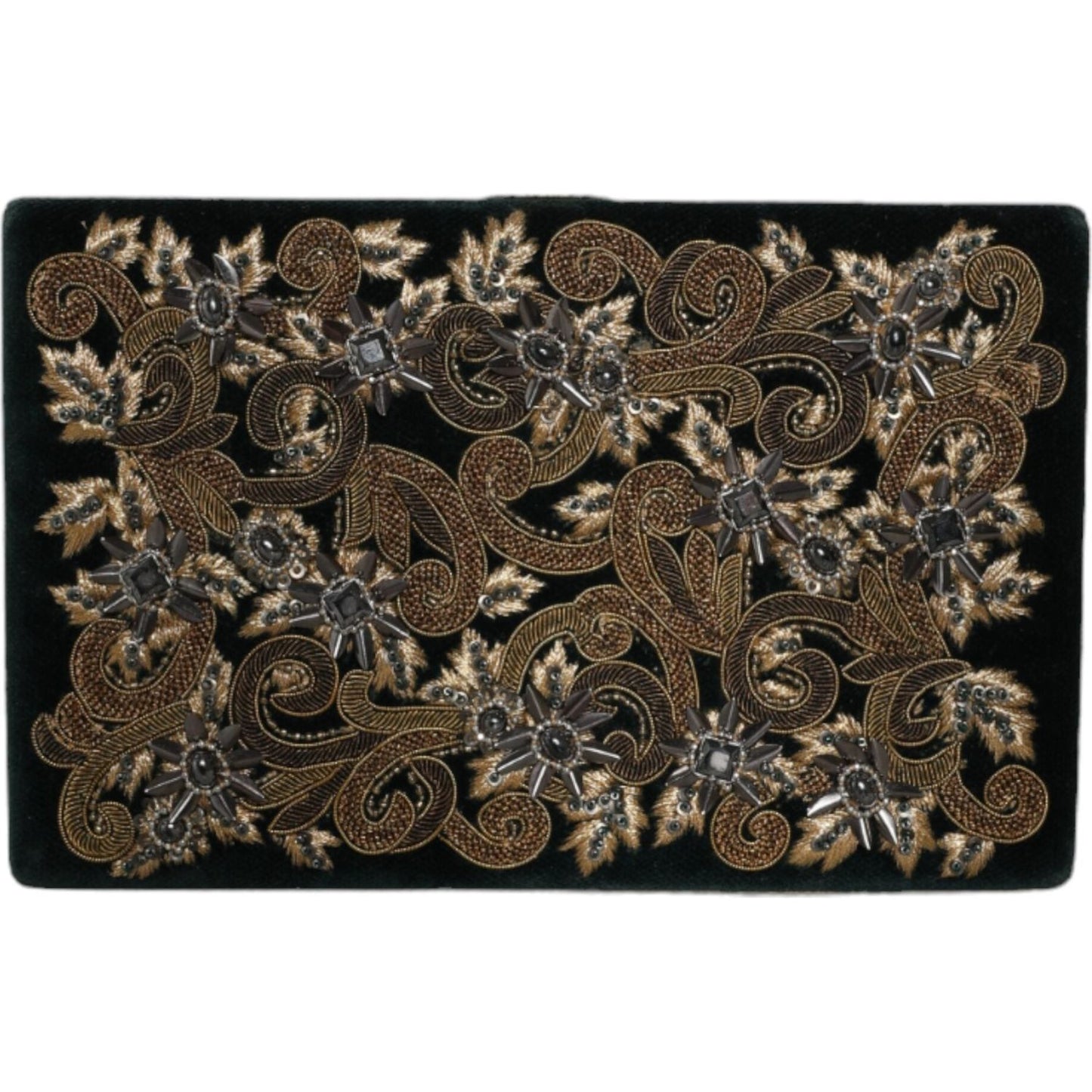 Dolce & Gabbana Black Velvet Gold Frame Clutch Evening Party Purse Bag Dolce & Gabbana Dark Slate Gray