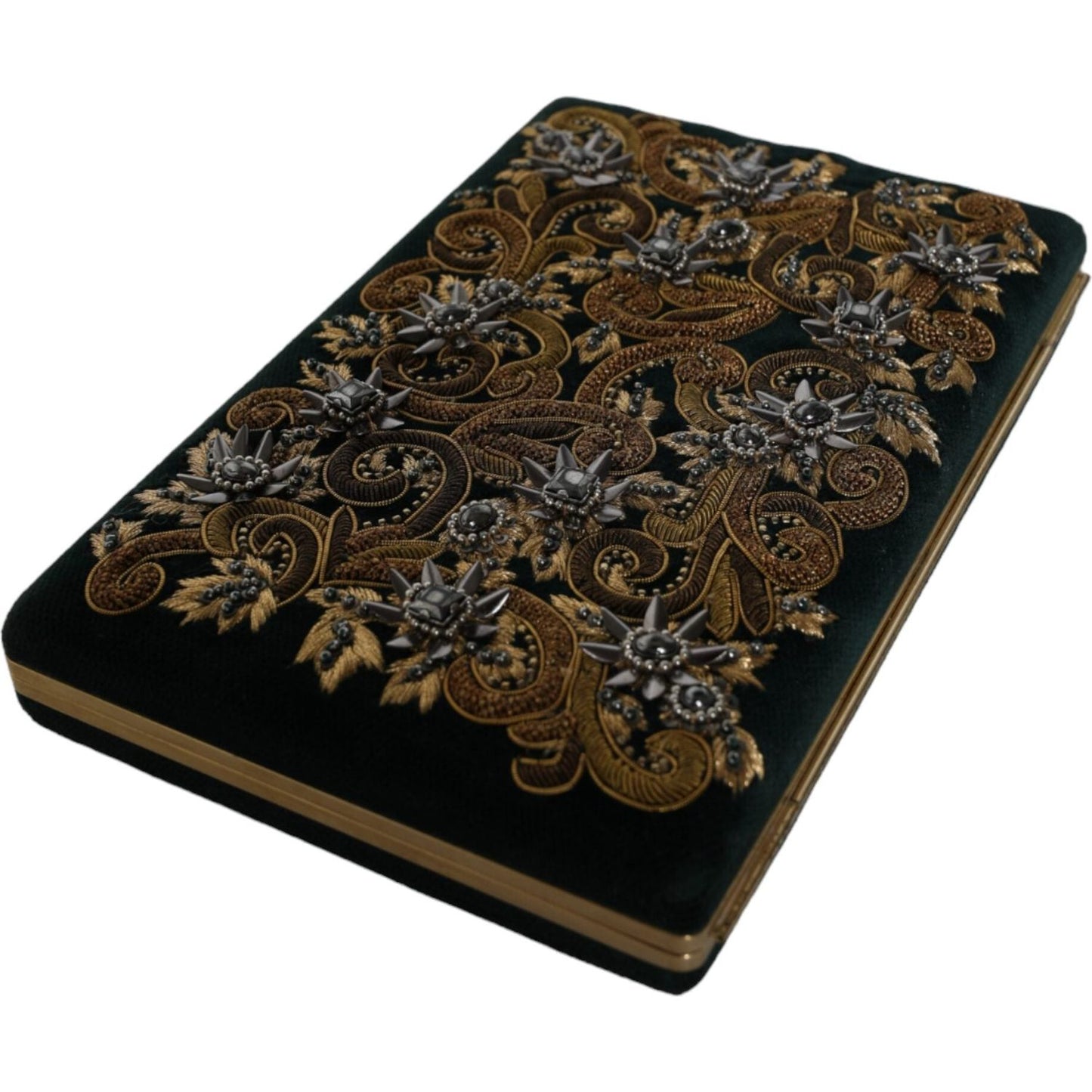Dolce & Gabbana Black Velvet Gold Frame Clutch Evening Party Purse Bag Dolce & Gabbana Black