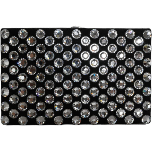 Dolce & Gabbana Black Velvet Crystal Clutch Evening Party Purse Bag Dolce & Gabbana Black