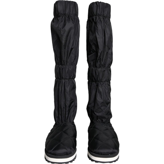 Dolce & Gabbana Black Quilted High Top Boots Sneakers Shoes Dolce & Gabbana Black