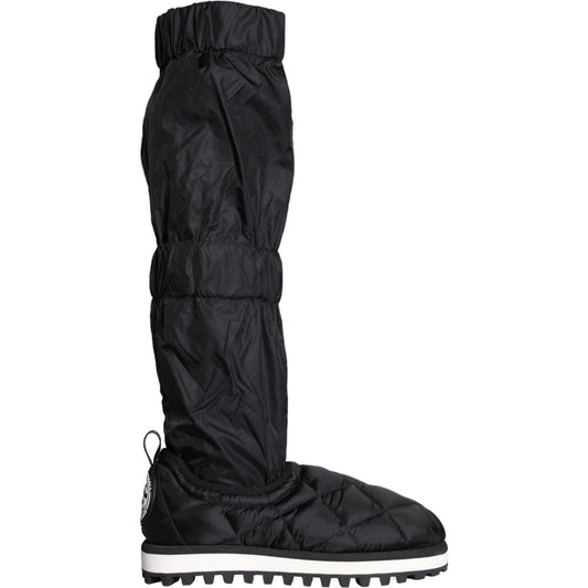 Dolce & Gabbana Black Quilted High Top Boots Sneakers Shoes Dolce & Gabbana Dark Slate Gray