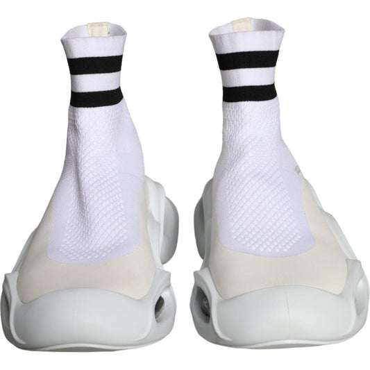 Dolce & Gabbana White Black Slip On Wave Socks Sneakers Shoes Dolce & Gabbana Light Gray