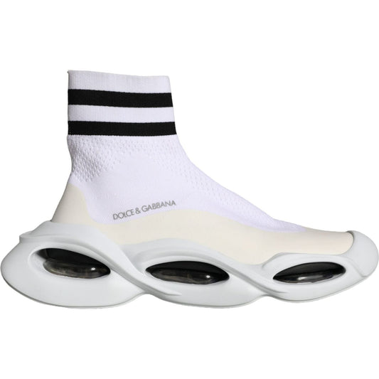 Dolce & Gabbana White Black Slip On Wave Socks Sneakers Shoes Dolce & Gabbana Light Gray