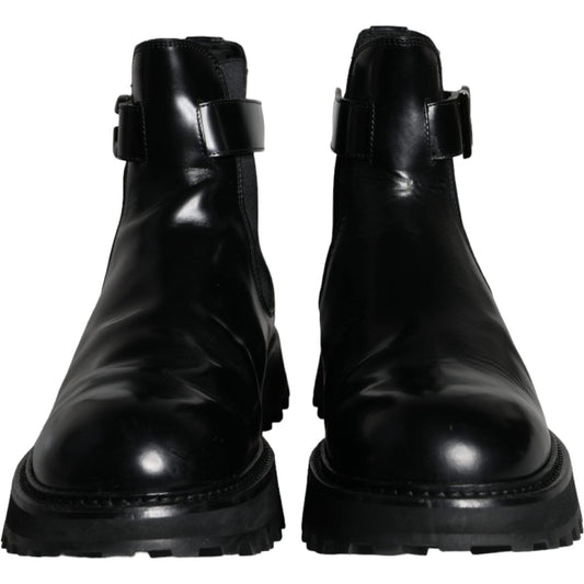 Dolce & Gabbana Black Belted DG Logo Men Chelsea Boots Shoes Dolce & Gabbana Black