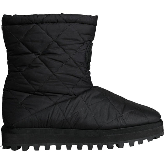 Dolce & Gabbana Black Nylon Padded Mid Calf Men Boots Shoes Dolce & Gabbana Black