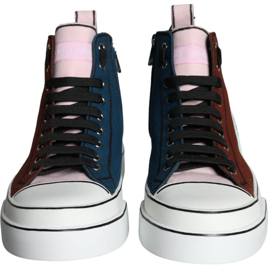 Dolce & Gabbana Multicolor Patchwork High Top Sneaker Shoes Dolce & Gabbana Light Gray