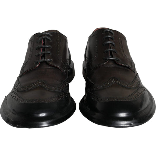 Dolce & Gabbana Black Leather Oxford Wingtip Formal Men Shoes Dolce & Gabbana Black