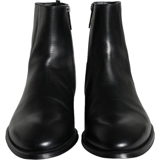 Dolce & Gabbana Black Calf Leather Men Ankle Boots Men Shoes Dolce & Gabbana Black