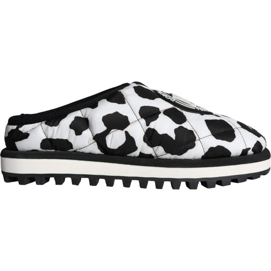 Dolce & Gabbana Black White Quilted Logo Sandals Slides Shoes Dolce & Gabbana Dark Slate Gray