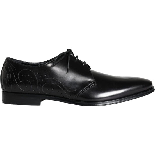 Dolce & Gabbana Black Calfskin Leather Derby Men Dress Shoes Dolce & Gabbana Black
