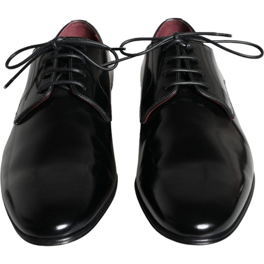 Dolce & Gabbana Black Calfskin Leather Derby Dress Men Shoes Dolce & Gabbana Black