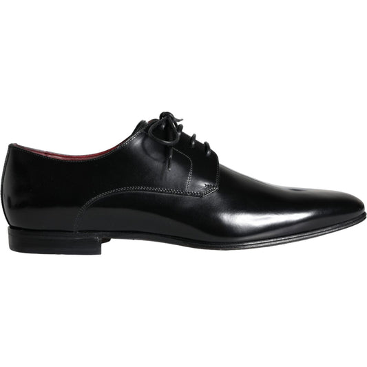 Dolce & Gabbana Black Calfskin Leather Derby Dress Men Shoes Dolce & Gabbana Black