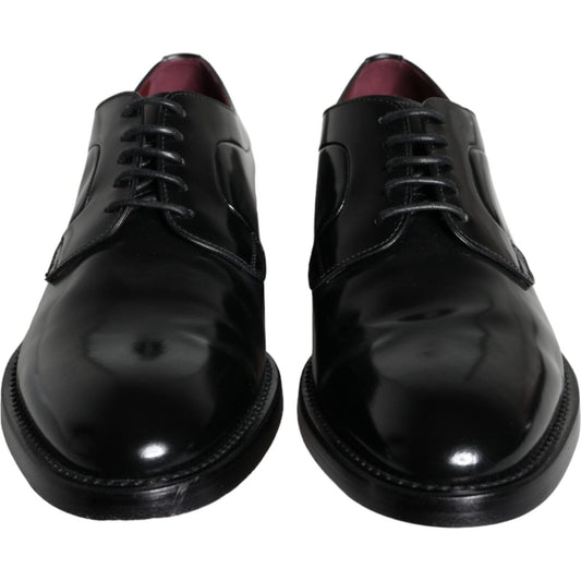 Dolce & Gabbana Black Calfskin Leather Derby Men Dress Shoes Dolce & Gabbana Black