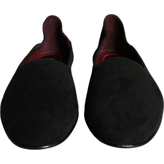 Dolce & Gabbana Black Suede Loafers Formal Slip On Shoes Dolce & Gabbana Black