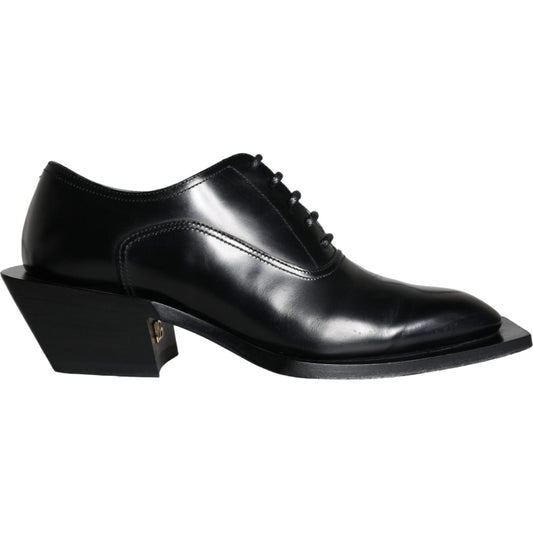 Dolce & Gabbana Black Calfskin Leather Derby Dress Men Shoes Dolce & Gabbana Black