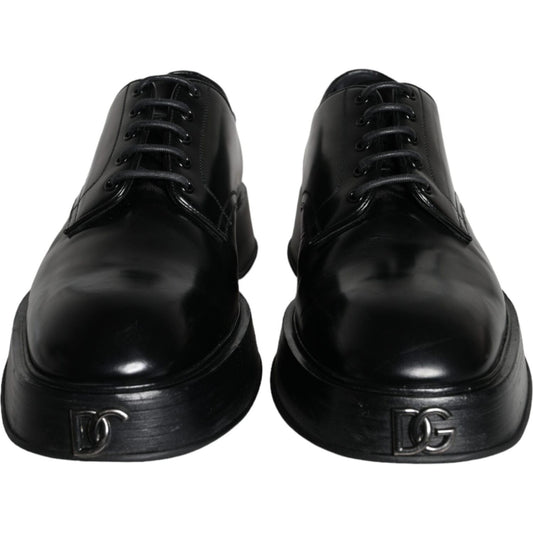 Dolce & Gabbana Black Calf Leather Derby Formal Dress Shoes Dolce & Gabbana Black
