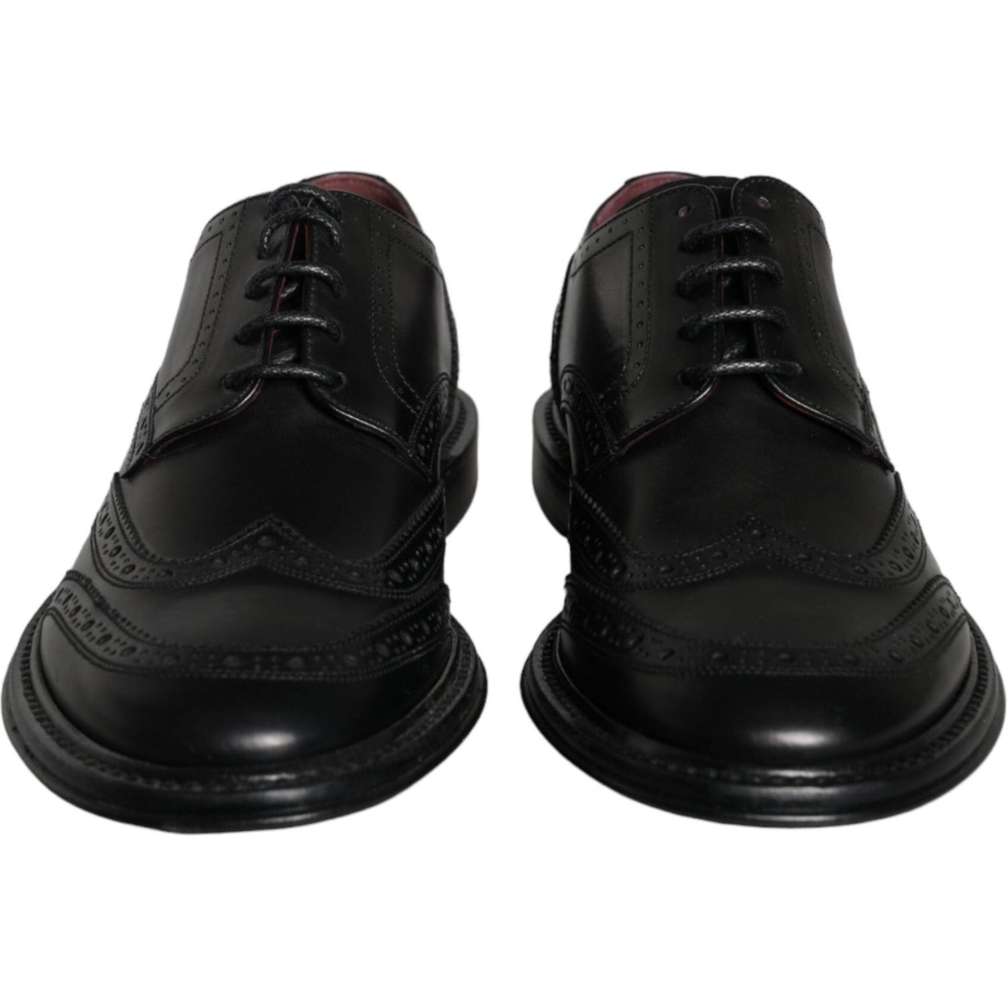 Dolce & Gabbana Black Leather Oxford Wingtip Formal Men Shoes Dolce & Gabbana Black