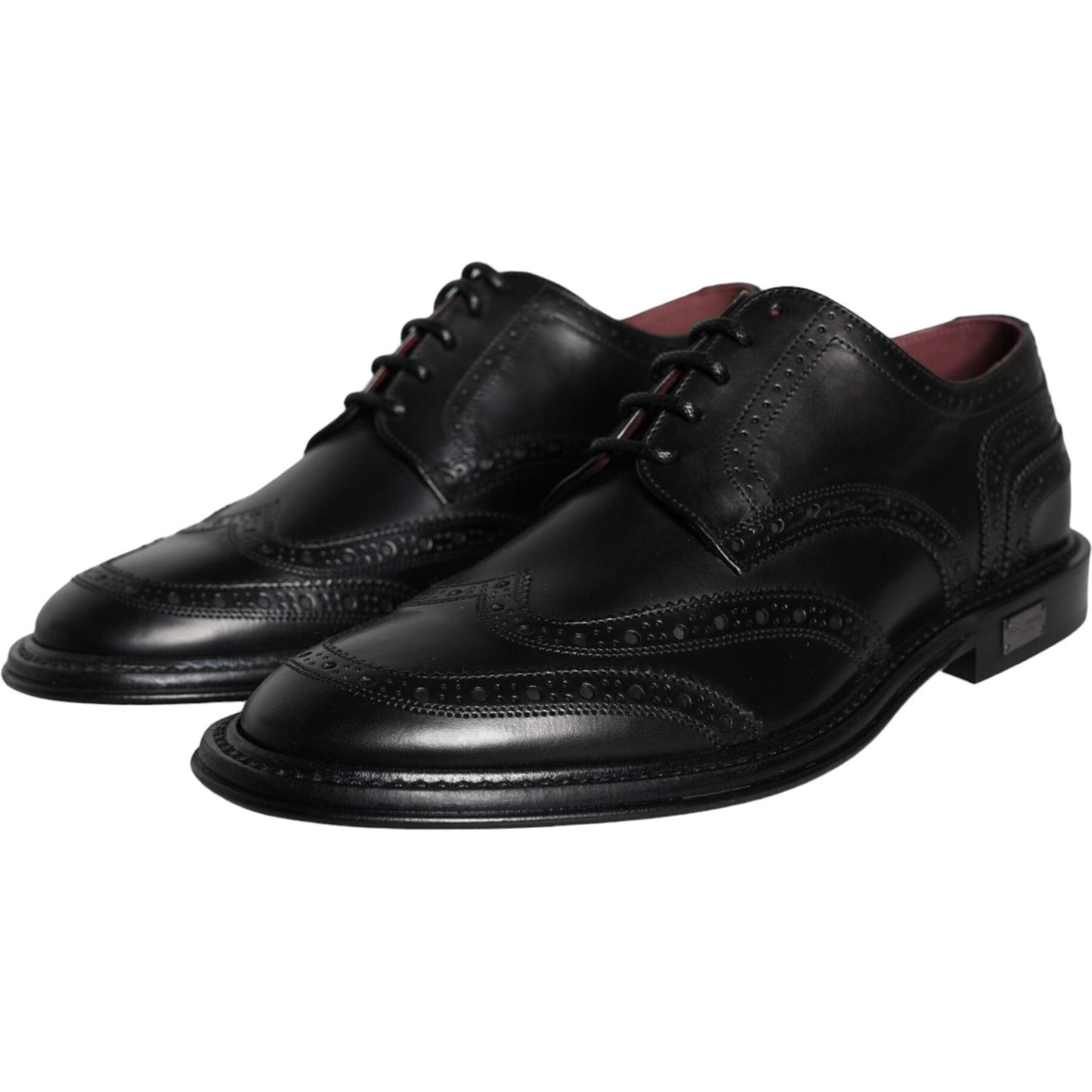 Dolce & Gabbana Black Leather Oxford Wingtip Formal Men Shoes Dolce & Gabbana Black