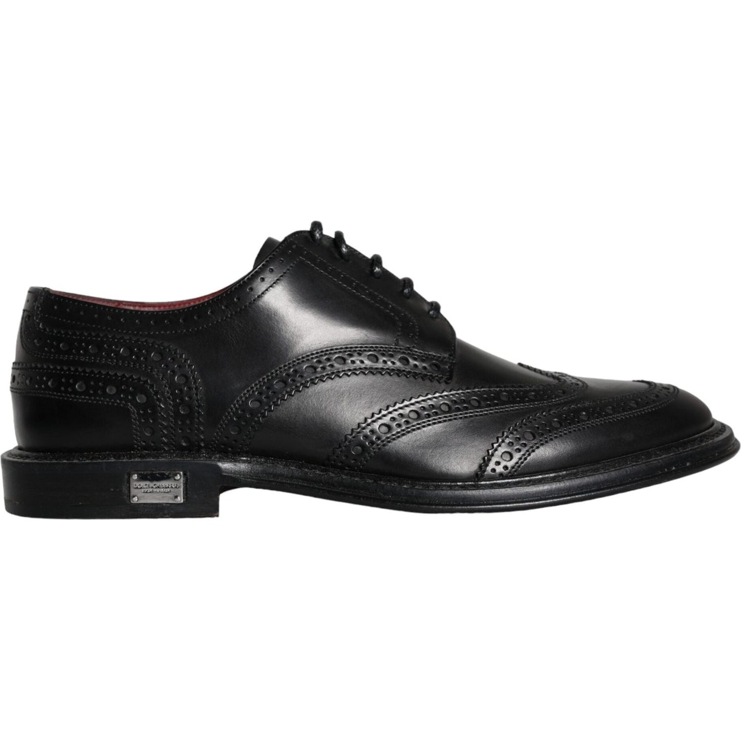 Dolce & Gabbana Black Leather Oxford Wingtip Formal Men Shoes Dolce & Gabbana Black
