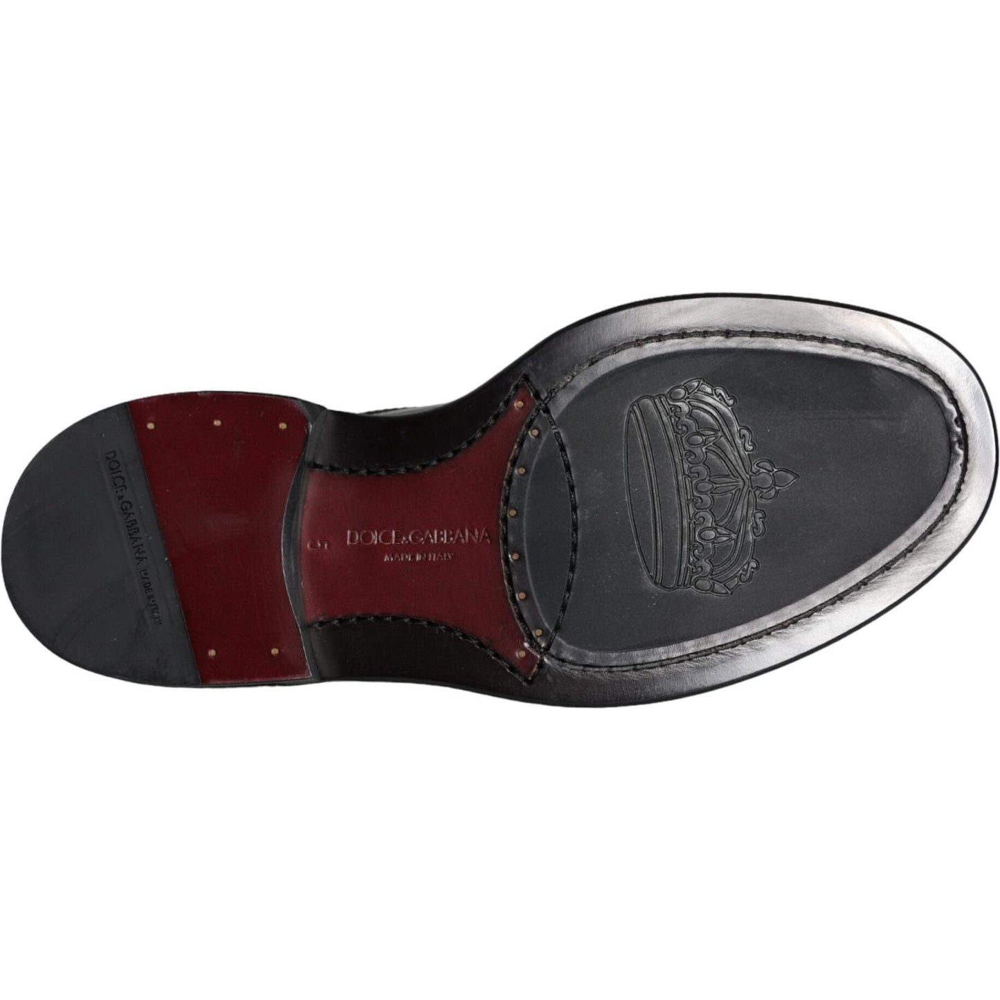 Dolce & Gabbana Black Leather Oxford Wingtip Formal Men Shoes Dolce & Gabbana Dark Slate Gray